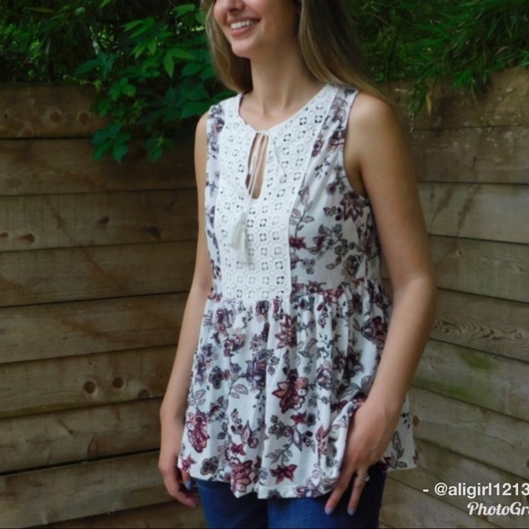 HP -Floral Sleeveless Babydoll Top - Picture 3 of 4